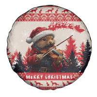 Croatia Christmas Spare Tire Cover Pine Marten Playing Violin - Red Color - Wonder Print Shop