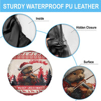 Croatia Christmas Spare Tire Cover Pine Marten Playing Violin - Red Color - Wonder Print Shop