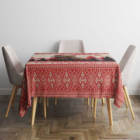 Croatia Christmas Tablecloth Pine Marten Playing Violin - Red Color - Wonder Print Shop