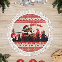 Croatia Christmas Tree Skirt Pine Marten Playing Violin - Red Color - Wonder Print Shop