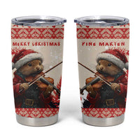 Croatia Christmas Tumbler Cup Pine Marten Playing Violin - Red Color - Wonder Print Shop