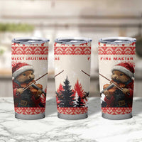 Croatia Christmas Tumbler Cup Pine Marten Playing Violin - Red Color - Wonder Print Shop
