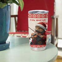 Croatia Christmas Tumbler Cup Pine Marten Playing Violin - Red Color - Wonder Print Shop