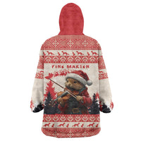 Croatia Christmas Wearable Blanket Hoodie Pine Marten Playing Violin - Red Color - Wonder Print Shop