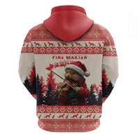 Croatia Christmas Zip Hoodie Pine Marten Playing Violin - Red Color - Wonder Print Shop