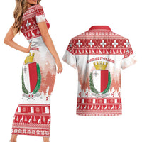 Malta Christmas Couples Matching Short Sleeve Bodycon Dress and Hawaiian Shirt Coat Of Arms il-Milied it-Tajjeb - Wonder Print Shop