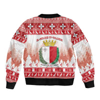 Malta Christmas Sleeve Zip Bomber Jacket Coat Of Arms il-Milied it-Tajjeb - Wonder Print Shop