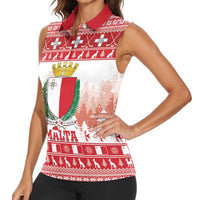 Malta Christmas Women Sleeveless Polo Shirt Coat Of Arms il-Milied it-Tajjeb - Wonder Print Shop