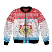 Luxembourg Christmas Bomber Jacket Coat Of Arms Schei Chreschtdeeg - Wonder Print Shop