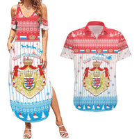 Luxembourg Christmas Couples Matching Summer Maxi Dress and Hawaiian Shirt Coat Of Arms Schei Chreschtdeeg - Wonder Print Shop