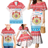 Luxembourg Christmas Family Matching Mermaid Dress and Hawaiian Shirt Coat Of Arms Schei Chreschtdeeg - Wonder Print Shop
