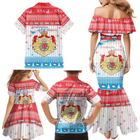 Luxembourg Christmas Family Matching Mermaid Dress and Hawaiian Shirt Coat Of Arms Schei Chreschtdeeg - Wonder Print Shop