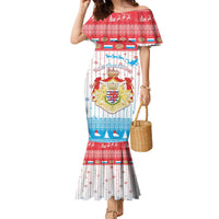 Luxembourg Christmas Family Matching Mermaid Dress and Hawaiian Shirt Coat Of Arms Schei Chreschtdeeg - Wonder Print Shop