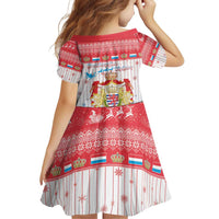 Luxembourg Christmas Family Matching Off Shoulder Short Dress and Hawaiian Shirt Coat Of Arms Schei Chreschtdeeg - Wonder Print Shop