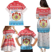 Luxembourg Christmas Family Matching Puletasi and Hawaiian Shirt Coat Of Arms Schei Chreschtdeeg - Wonder Print Shop