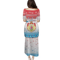 Luxembourg Christmas Family Matching Puletasi and Hawaiian Shirt Coat Of Arms Schei Chreschtdeeg - Wonder Print Shop