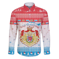 Luxembourg Christmas Family Matching Short Sleeve Bodycon Dress and Hawaiian Shirt Coat Of Arms Schei Chreschtdeeg - Wonder Print Shop