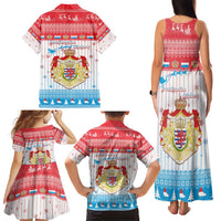 Luxembourg Christmas Family Matching Tank Maxi Dress and Hawaiian Shirt Coat Of Arms Schei Chreschtdeeg - Wonder Print Shop