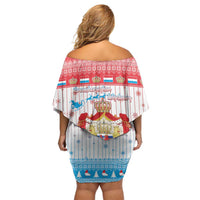 Luxembourg Christmas Off Shoulder Short Dress Coat Of Arms Schei Chreschtdeeg - Wonder Print Shop