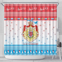 Luxembourg Christmas Shower Curtain Coat Of Arms Schei Chreschtdeeg