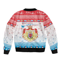 Luxembourg Christmas Sleeve Zip Bomber Jacket Coat Of Arms Schei Chreschtdeeg - Wonder Print Shop