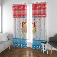 Luxembourg Christmas Window Curtain Coat Of Arms Schei Chreschtdeeg - Wonder Print Shop
