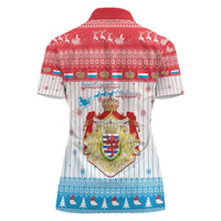 Luxembourg Christmas Women Polo Shirt Coat Of Arms Schei Chreschtdeeg - Wonder Print Shop