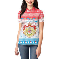 Luxembourg Christmas Women Polo Shirt Coat Of Arms Schei Chreschtdeeg - Wonder Print Shop