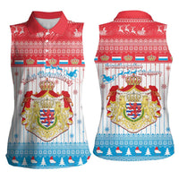 Luxembourg Christmas Women Sleeveless Polo Shirt Coat Of Arms Schei Chreschtdeeg - Wonder Print Shop