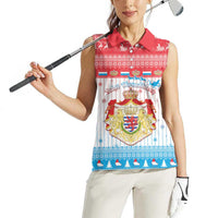 Luxembourg Christmas Women Sleeveless Polo Shirt Coat Of Arms Schei Chreschtdeeg - Wonder Print Shop