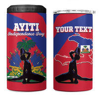 Personalised Haiti Independence Day 4 in 1 Can Cooler Tumbler Neg Marron Flag Map - Wonder Print Shop