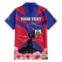 Personalised Haiti Independence Day Family Matching Off Shoulder Maxi Dress and Hawaiian Shirt Neg Marron Flag Map - Wonder Print Shop