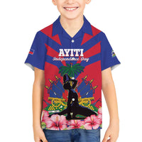 Personalised Haiti Independence Day Family Matching Puletasi and Hawaiian Shirt Neg Marron Flag Map - Wonder Print Shop