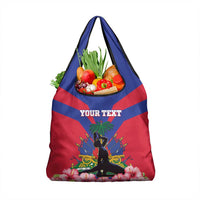Personalised Haiti Independence Day Grocery Bag Neg Marron Flag Map