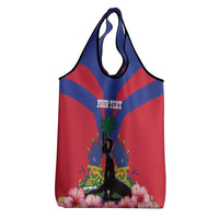 Personalised Haiti Independence Day Grocery Bag Neg Marron Flag Map