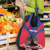 Personalised Haiti Independence Day Grocery Bag Neg Marron Flag Map