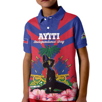 Personalised Haiti Independence Day Kid Polo Shirt Neg Marron Flag Map - Wonder Print Shop