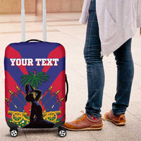 Personalised Haiti Independence Day Luggage Cover Neg Marron Flag Map - Wonder Print Shop