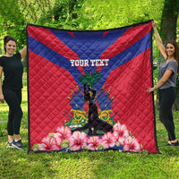 Personalised Haiti Independence Day Quilt Neg Marron Flag Map - Wonder Print Shop