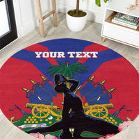 Personalised Haiti Independence Day Round Carpet Neg Marron Flag Map