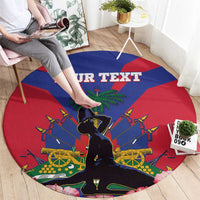 Personalised Haiti Independence Day Round Carpet Neg Marron Flag Map
