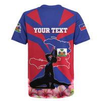 Personalised Haiti Independence Day Rugby Jersey Neg Marron Flag Map - Wonder Print Shop