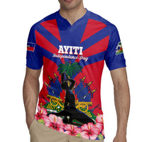 Personalised Haiti Independence Day Rugby Jersey Neg Marron Flag Map - Wonder Print Shop