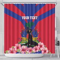 Personalised Haiti Independence Day Shower Curtain Neg Marron Flag Map