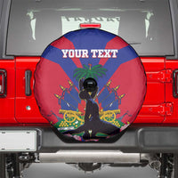 Personalised Haiti Independence Day Spare Tire Cover Neg Marron Flag Map - Wonder Print Shop