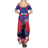 Personalised Haiti Independence Day Summer Maxi Dress Neg Marron Flag Map - Wonder Print Shop