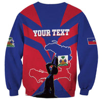 Personalised Haiti Independence Day Sweatshirt Neg Marron Flag Map - Wonder Print Shop