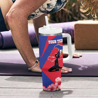 Personalised Haiti Independence Day Tumbler With Handle Neg Marron Flag Map - Wonder Print Shop