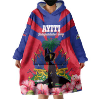 Personalised Haiti Independence Day Wearable Blanket Hoodie Neg Marron Flag Map - Wonder Print Shop