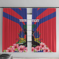 Personalised Haiti Independence Day Window Curtain Neg Marron Flag Map - Wonder Print Shop